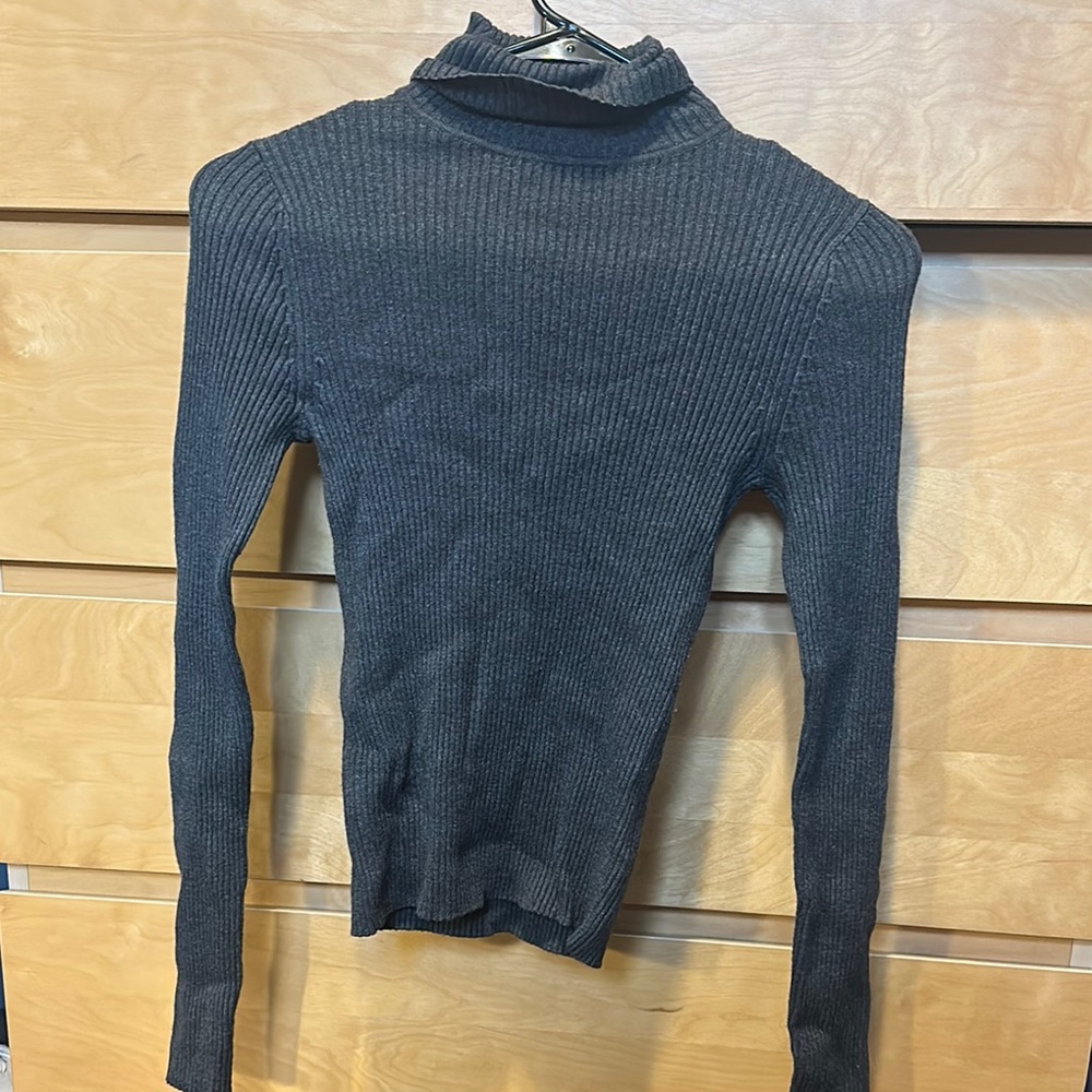 Express Ribbed Turtleneck Sweater in Charcoal